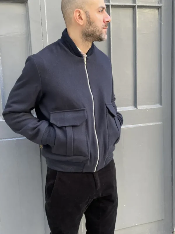 Erotokritos Coats & Jackets*Liam-Wool Bomber Jacket-Navy