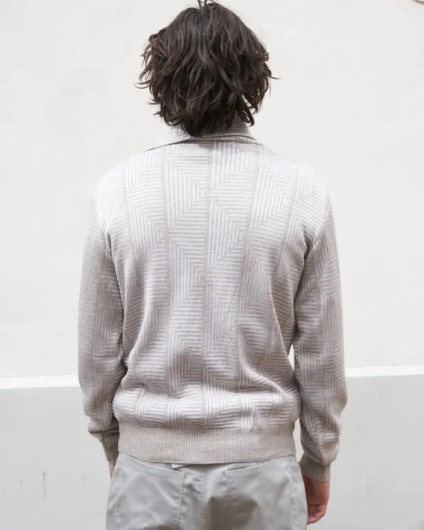 Erotokritos Knitwear | Tops & Shirts*Loras - Geometric Jacquard Turtle Neck Sweater - Pearl