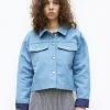 Erotokritos Coats & Jackets*Mira-Cropped Cotton Crepe Jacket-Sky Blue