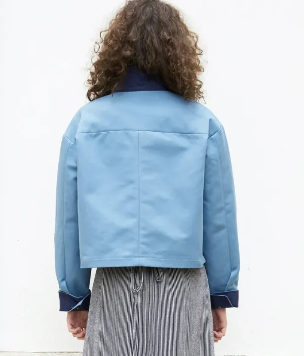 Erotokritos Coats & Jackets*Mira-Cropped Cotton Crepe Jacket-Sky Blue