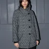 Erotokritos Coats & Jackets*Miranda - High Collar Short Tweed Wool Coat - Melange