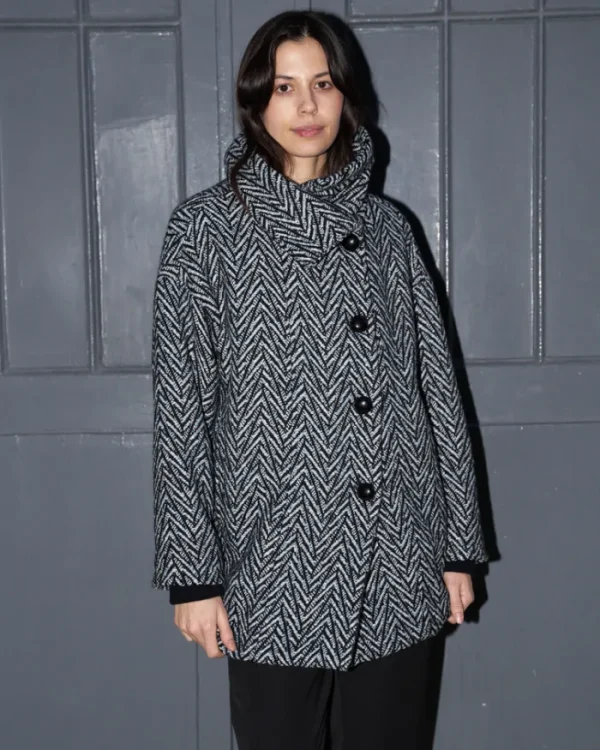 Erotokritos Coats & Jackets*Miranda - High Collar Short Tweed Wool Coat - Melange