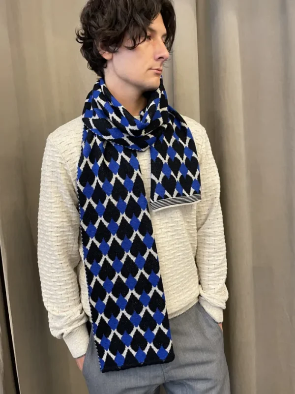 Erotokritos Scarves | Knitwear*Mirri - Knitted Jacquard Scarf- Blue