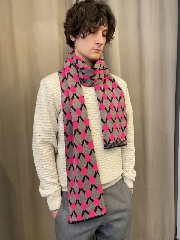 Erotokritos Scarves | Knitwear*Mirri - Knitted Jacquard Scarf- Pink