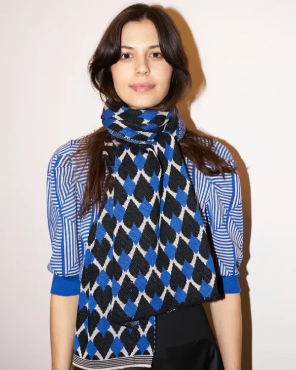 Erotokritos Scarves | Knitwear*Mirri - Knitted Jacquard Scarf- Blue - F