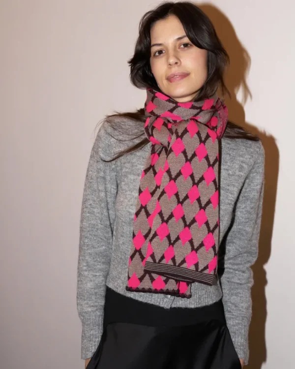 Erotokritos Scarves | Knitwear*Mirri - Knitted Jacquard Scarf- Pink - F