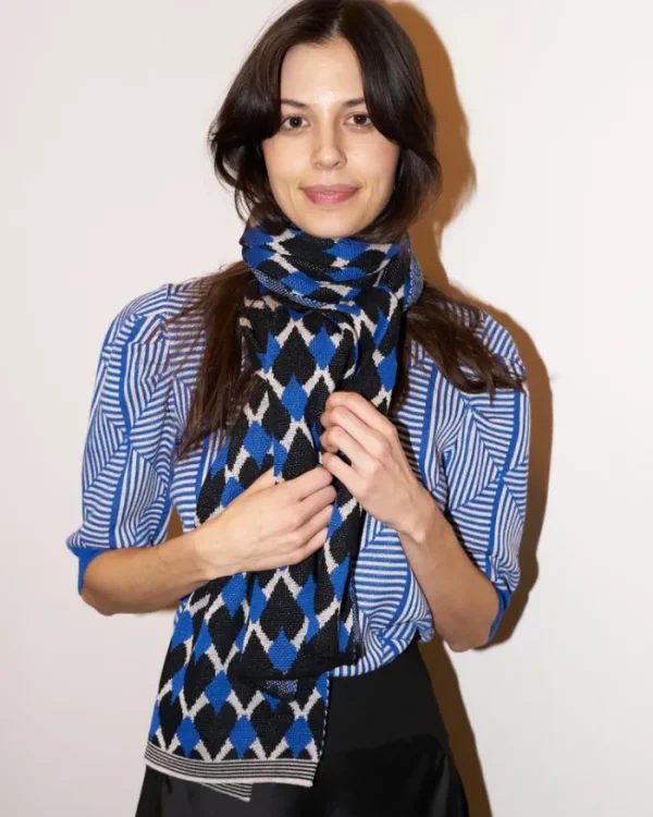 Erotokritos Scarves | Knitwear*Mirri - Knitted Jacquard Scarf- Blue - F