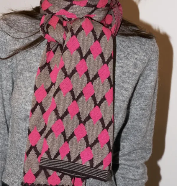 Erotokritos Scarves | Knitwear*Mirri - Knitted Jacquard Scarf- Pink - F