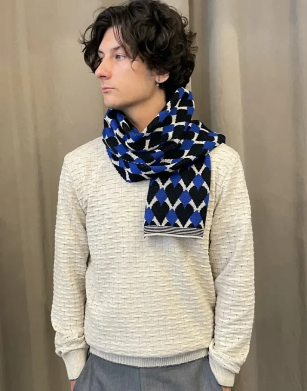 Erotokritos Scarves | Knitwear*Mirri - Knitted Jacquard Scarf- Blue