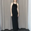 Erotokritos Knitwear | Dresses*Naffi-Knitted Long Dress with Back Cut Outs-Black