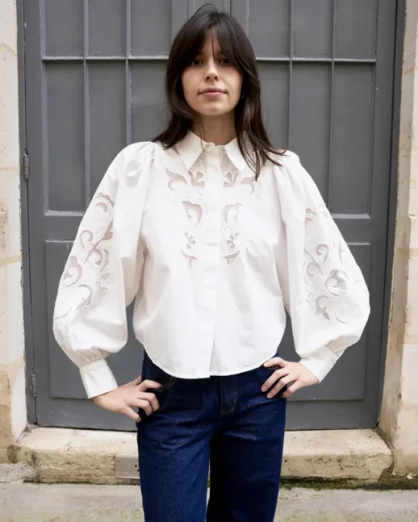 Erotokritos Tops & Shirts*Nanni - Intricate Embroidered Shirt With Balloon Sleeves