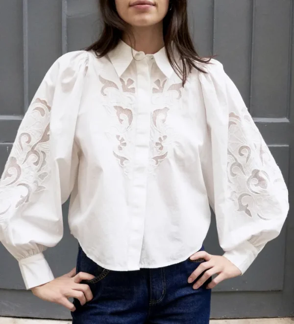 Erotokritos Tops & Shirts*Nanni - Intricate Embroidered Shirt With Balloon Sleeves