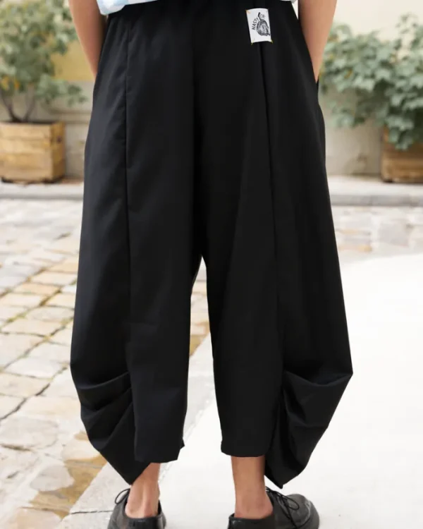 Erotokritos Bottoms*Nasty Cat-Deconstructed Baggy Drape Hem Pants-Black