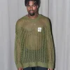 Erotokritos Knitwear | Tops & Shirts*Nasty Cat-Super Oversize Mesh Knit-Olive Green/Man