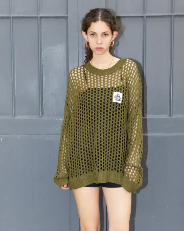 Erotokritos Tops & Shirts | Knitwear*Nasty Cat-Super Oversize Mesh Knit-Olive Green/Unisex