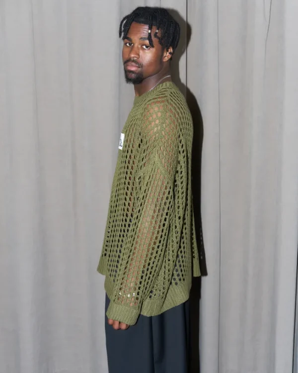 Erotokritos Knitwear | Tops & Shirts*Nasty Cat-Super Oversize Mesh Knit-Olive Green/Man