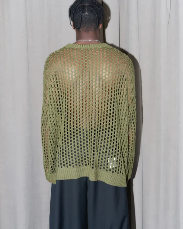 Erotokritos Knitwear | Tops & Shirts*Nasty Cat-Super Oversize Mesh Knit-Olive Green/Man