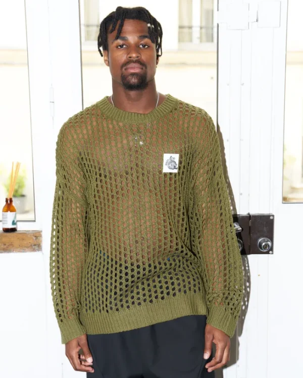 Erotokritos Knitwear | Tops & Shirts*Nasty Cat-Super Oversize Mesh Knit-Olive Green/Man