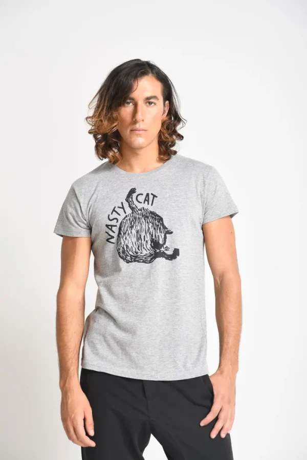 Erotokritos T-Shirts & Sweatshirts | Tops & Shirts*Nastycat M- T-Shirt Printed with cat drawing- grey