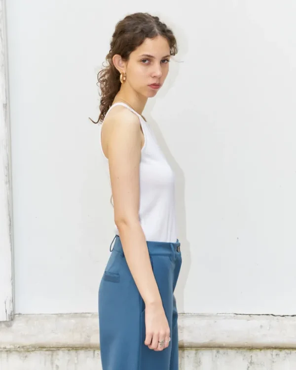 Erotokritos Knitwear | Tops & Shirts*Nathy-Knitted Tank Top with Back Cut Outs-Pearl