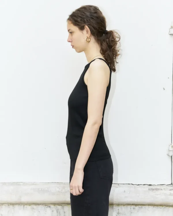 Erotokritos Knitwear | Tops & Shirts*Nathy-Knitted Tank Top with Back Cut Outs-Black