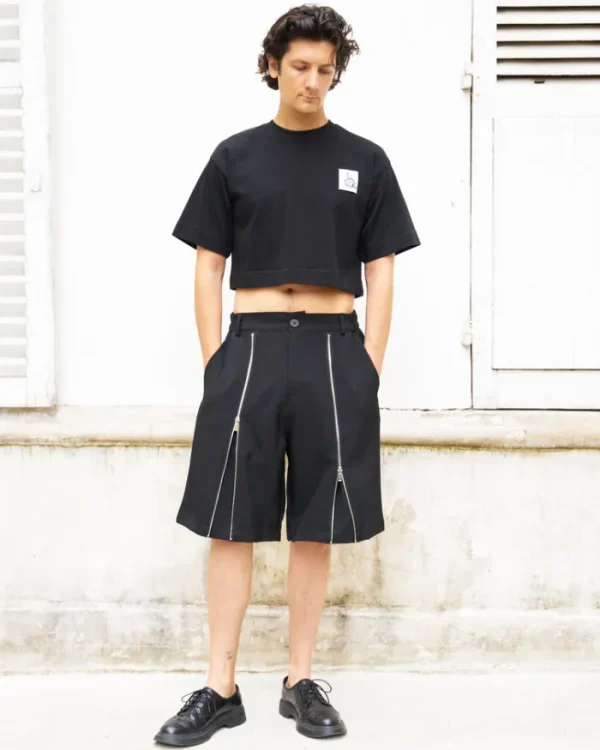 Erotokritos Bottoms*NCZ-Wide Leg Multi Zip Shorts