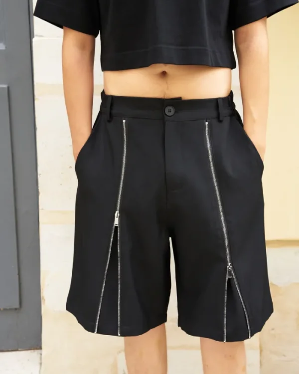 Erotokritos Bottoms*NCZ-Wide Leg Multi Zip Shorts