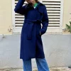 Erotokritos Coats & Jackets*Nyla - Night Blue Wool Belted Coat