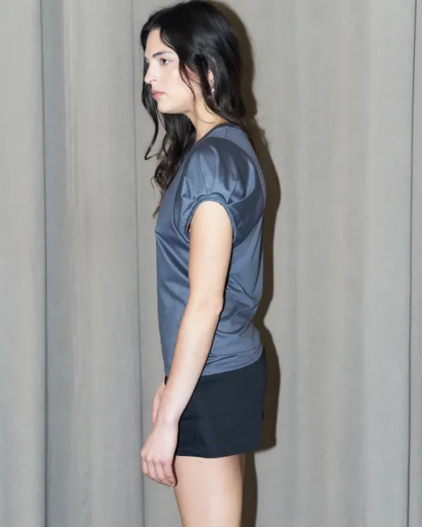 Erotokritos Tops & Shirts*Olivia-Soft Satin Finish Jersey Top-Asphalt Grey