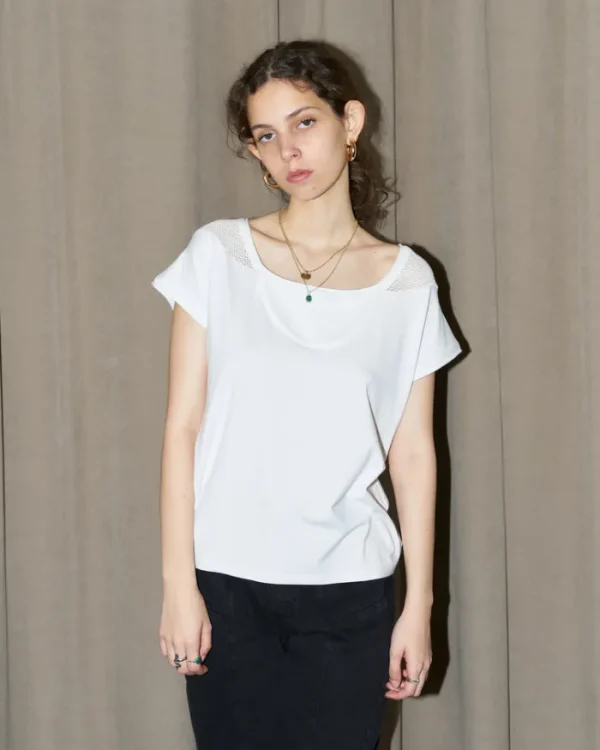 Erotokritos Knitwear | Tops & Shirts*Orsa - Jersey Top with mesh inserts - White