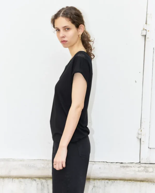 Erotokritos Knitwear | Tops & Shirts*Orsa - Jersey Top with mesh inserts - Black