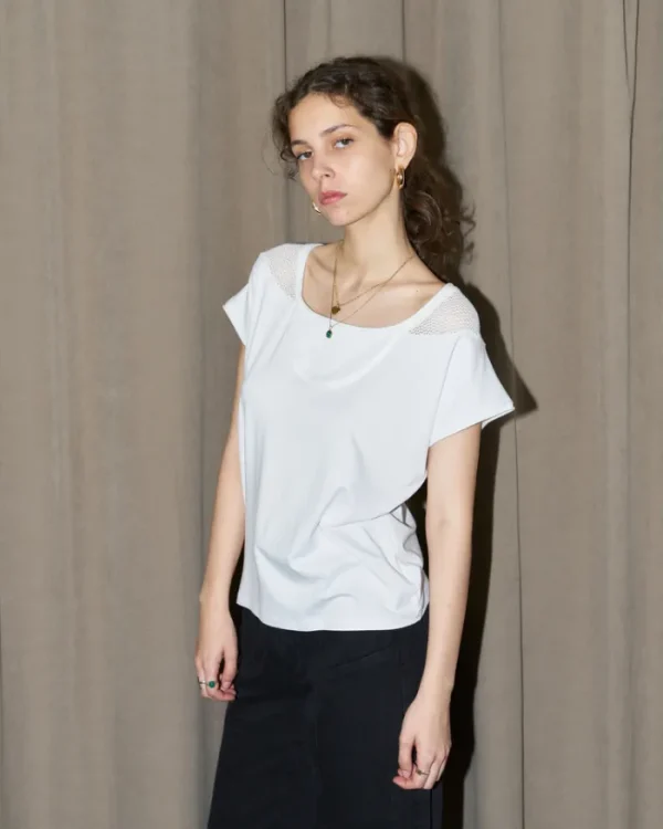 Erotokritos Knitwear | Tops & Shirts*Orsa - Jersey Top with mesh inserts - White