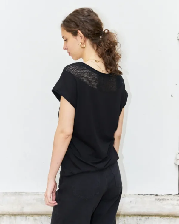 Erotokritos Knitwear | Tops & Shirts*Orsa - Jersey Top with mesh inserts - Black