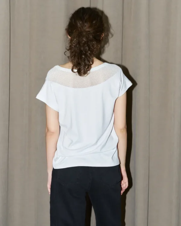 Erotokritos Knitwear | Tops & Shirts*Orsa - Jersey Top with mesh inserts - White