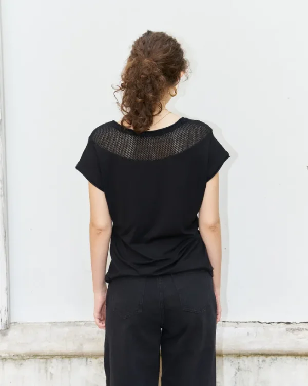 Erotokritos Knitwear | Tops & Shirts*Orsa - Jersey Top with mesh inserts - Black