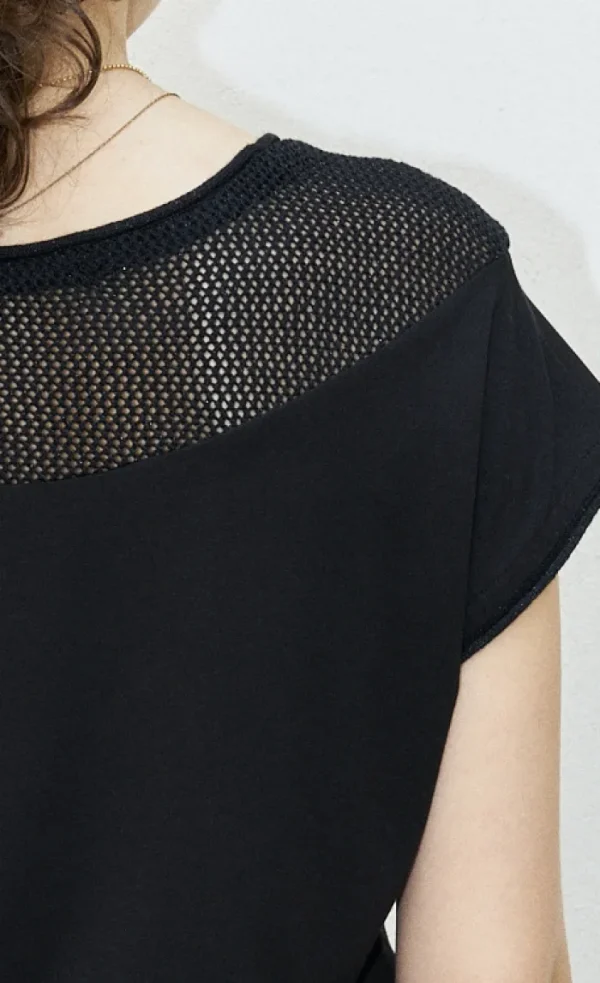 Erotokritos Knitwear | Tops & Shirts*Orsa - Jersey Top with mesh inserts - Black