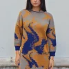 Erotokritos Knitwear | Dresses*Payton - Knitted Gold Lurex Abstract Pattern Short Dress