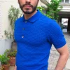 Erotokritos Knitwear | Tops & Shirts*Peter-Textured Knit Polo Shirt-Royal Blue