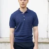 Erotokritos Knitwear | Tops & Shirts*Peter-Textured Knit Polo Shirt-Navy Blue