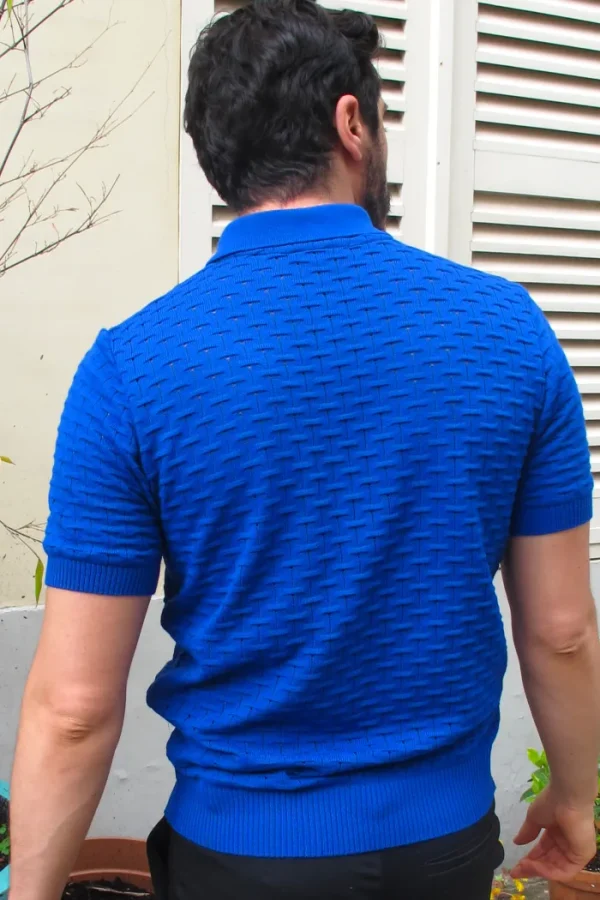 Erotokritos Knitwear | Tops & Shirts*Peter-Textured Knit Polo Shirt-Royal Blue