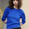 Erotokritos Knitwear | Tops & Shirts*Phiphie-Puff Sleeve Textured Sweater-Royal Blue