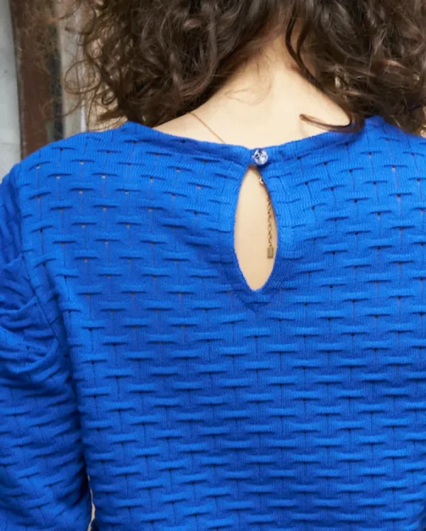 Erotokritos Knitwear | Tops & Shirts*Phiphie-Puff Sleeve Textured Sweater-Royal Blue