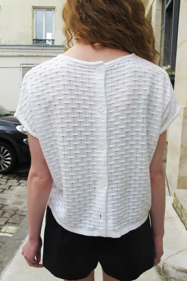 Erotokritos Knitwear | Tops & Shirts*Polina-Knitted Top with Button Down Back-White