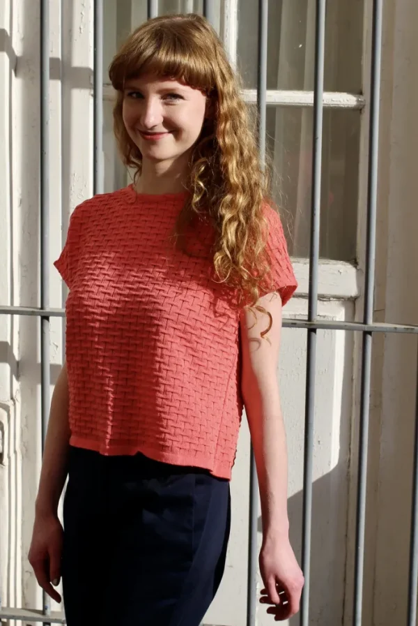 Erotokritos Knitwear | Tops & Shirts*Polina-Knitted Top with Button Down Back-Coral