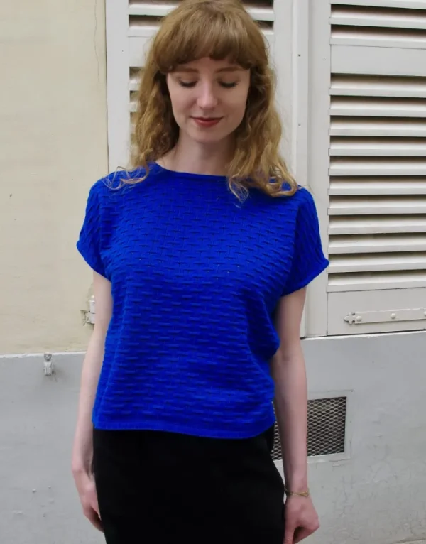 Erotokritos Knitwear | Tops & Shirts*Polina-Knitted Top with Button Down Back-Blue