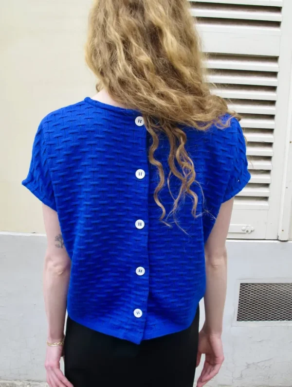 Erotokritos Knitwear | Tops & Shirts*Polina-Knitted Top with Button Down Back-Blue