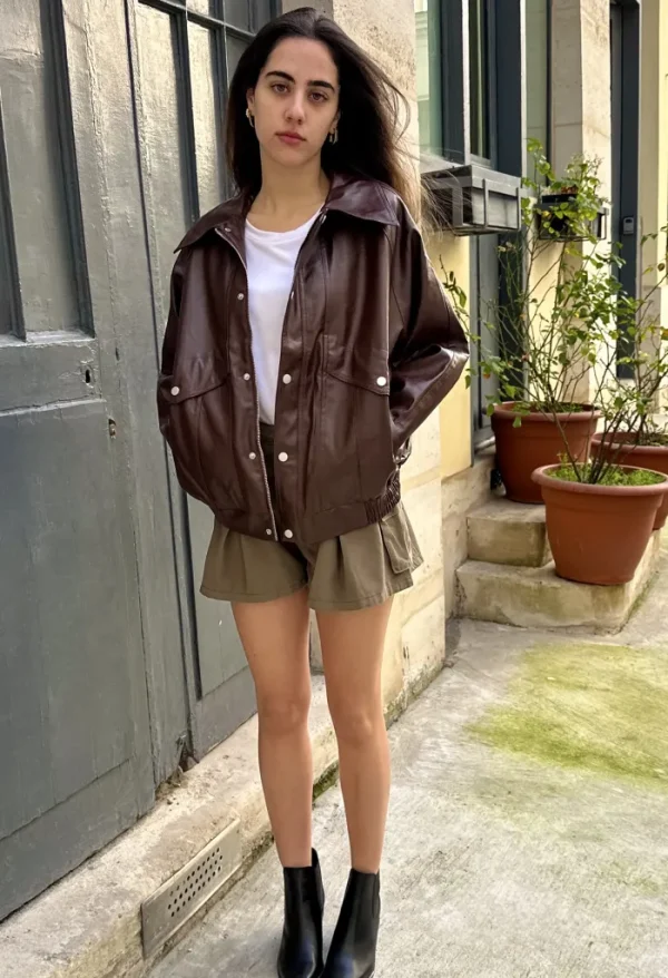 Erotokritos Coats & Jackets*Ramon - Oversized Vegan Leather Retro Jacket - Brown