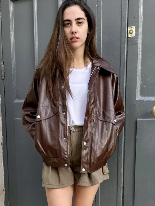 Erotokritos Coats & Jackets*Ramon - Oversized Vegan Leather Retro Jacket - Brown