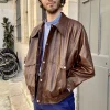 Erotokritos Coats & Jackets*Ramon M - Oversized Vegan Leather Retro Jacket - Brown