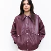 Erotokritos Coats & Jackets*Ramon-Oversized Vegan Leather Retro Jacket-Burgundy